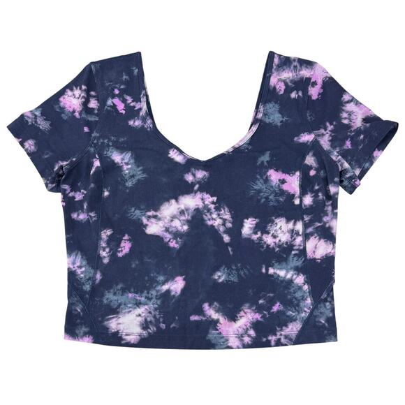 LULULEMON Align Nulu T-Shirt Sz 8 Circulate Tie Dye Mineral Blue Multi - Picture 2 of 4
